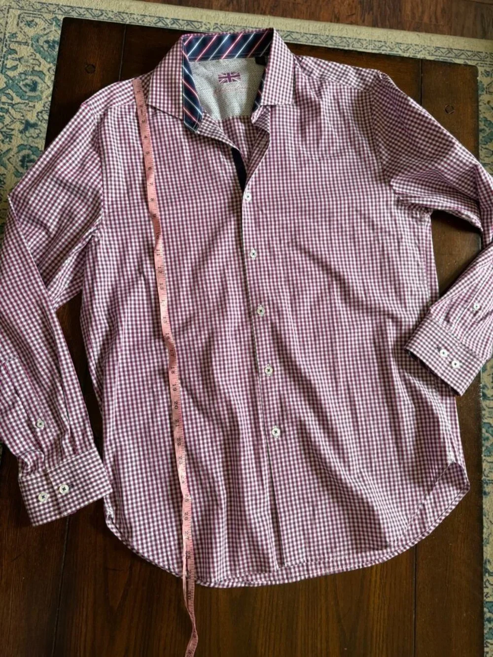 Michelsons London Purple Gingham Check Pattern Dress Shirt Long Sleeve Medium - Picture 3 of 7